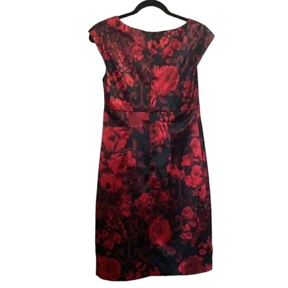 Connected Aparail black satin floral dress size 6 - Picture 2 of 5